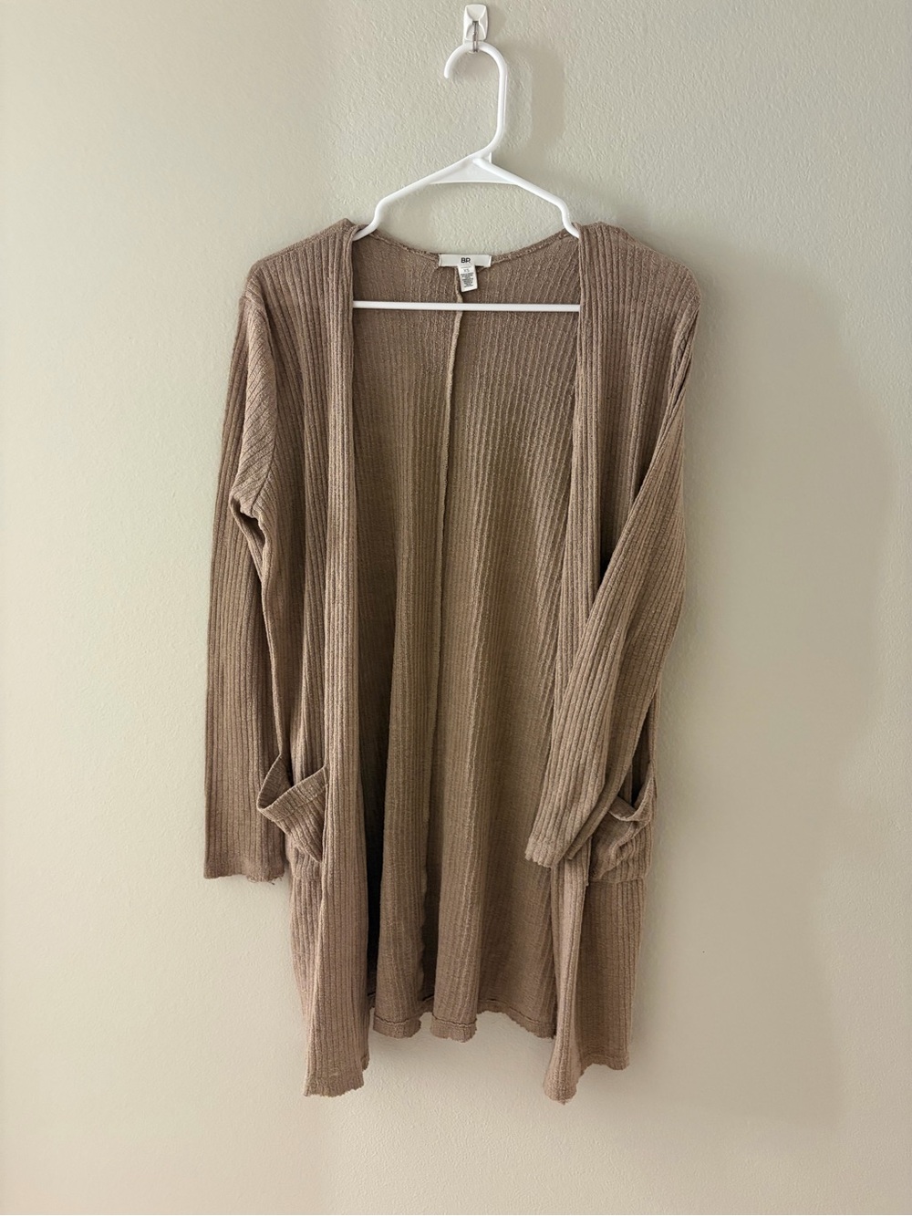 bp Ribbed Open-Front Cardigan in Taupe